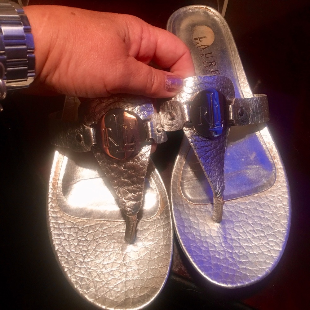 Ralph Lauren silver flat sandals